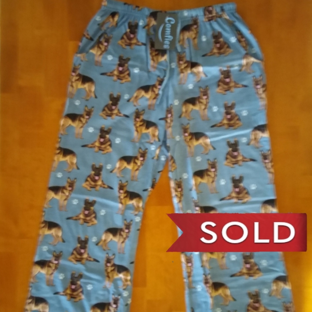 German Shepard Pajama Bottoms, NWT - Unisex - Size M